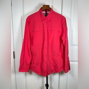 Bimini Bay Men’s Large Coral Pink Fishing Shirt Vented Quick Dry Outdoor UPF
